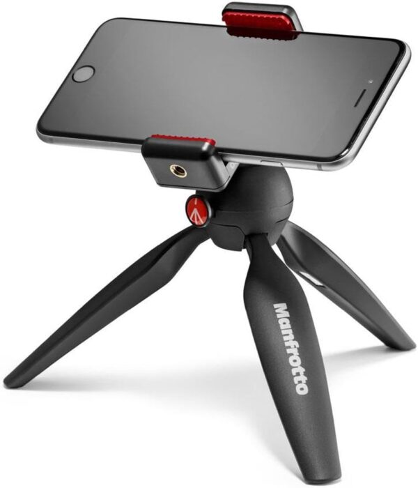 51yJrK7xmCL._AC_SL1200_.jpg Manfrotto MCLAMP, Universal Smartphone Clamp with Thread Connections, for iPhone with or without Case, Foldable, Compact Size, Vlogging, Black
