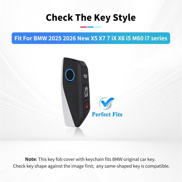 612zo3NL._AC_SL1500_.jpg for BMW Key Fob Cover with Keychain, Carbon Fiber Metal Key Fob Case Fit for BMW 2025 2026 New X5 X7 7 iX X6 i5 M60 i7 Series, Full Protection Car Key Cover Shell Accessories for Man and Woman