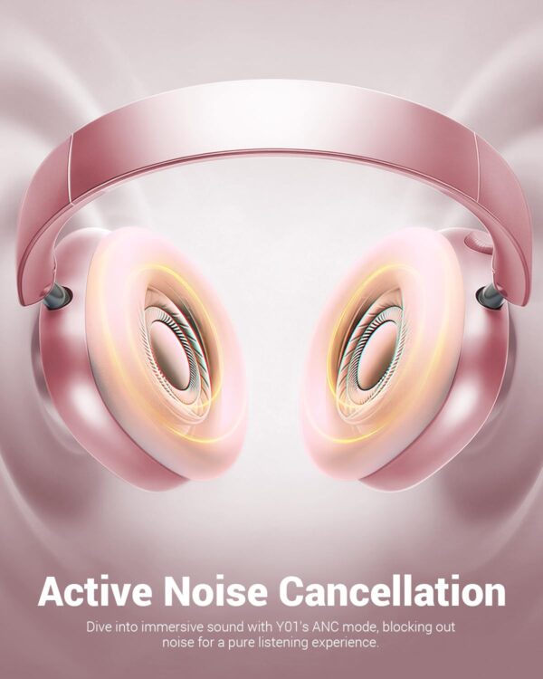 61mqftpHUL._AC_SL1500_.jpg Wentronic Y01 Wireless Noise Canceling Headphones Bluetooth 5.3 Over Ear Headphones with Microphone, Hi-Res Audio, 48H Playtime, Foldable Comfortable Earpads,Compatible with iOS,Android,PC, Pink