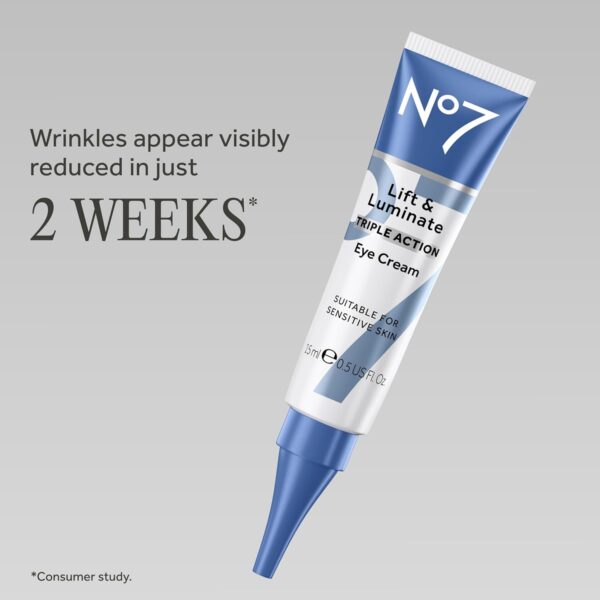 61-W1RbMBL._SL1500_.jpg No7 Lift & Luminate Triple Action Under Eye Cream - Dark Circles Under Eye Treatment with Vitamin C & Collagen Peptide Technology - Helps Reduce Puffiness, Bags & the Appearance of Wrinkles (0.5 Oz)