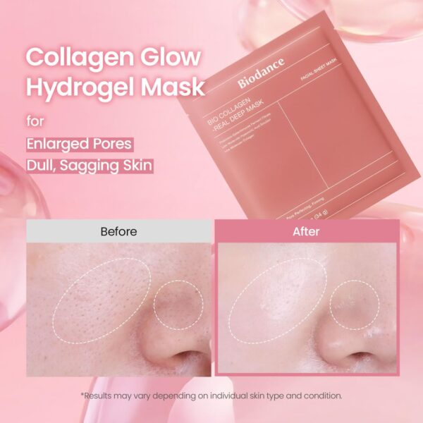 610IgxQeWyL._SL1280_.jpg BIODANCE Bio-Collagen Real Deep Mask, Hydrating Overnight Hydrogel Face Mask, Pore Minimizing, Elasticity, Plumping, Travel Essentials & Self Care Gifts for Women, Korean Skin Care | 1.19oz(34g) x 4ea