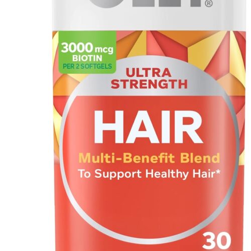 610Tnd2GOCL._AC_SL1500_.jpg OLLY Ultra Strength Hair Softgels, Supports Hair Health, Biotin, Keratin, Vitamin D, B12, Hair Supplement, 30 Day Supply - 30 Count (Packaging May Vary)