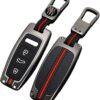 610yA8xHTL._AC_SL1500_.jpg Happyit Zinc Alloy Car Key Cover Cases for Audi A6L A7 A8 Q8 Etron C8 D5 3 Buttons Remote Control Accessories Holder Shell Skin