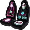 GENANY Horror Nightmare Skellington Couple 2 Front Car Seat Covers, Black/White Polyester, Universal Fit, Automotive Seat Covers, Compatible with Car, Truck, SUV