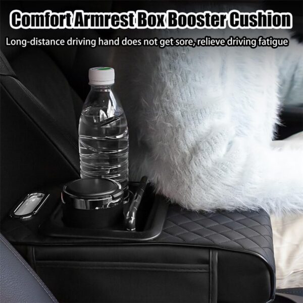 Car Armrest Storage Box, Center Console Cover Cushion, 4 In 1 Car Tissue Boxes Organiser Cup Holder Multifunctional organiser, for Most Vehicles, SUV, and Trucks (Black)