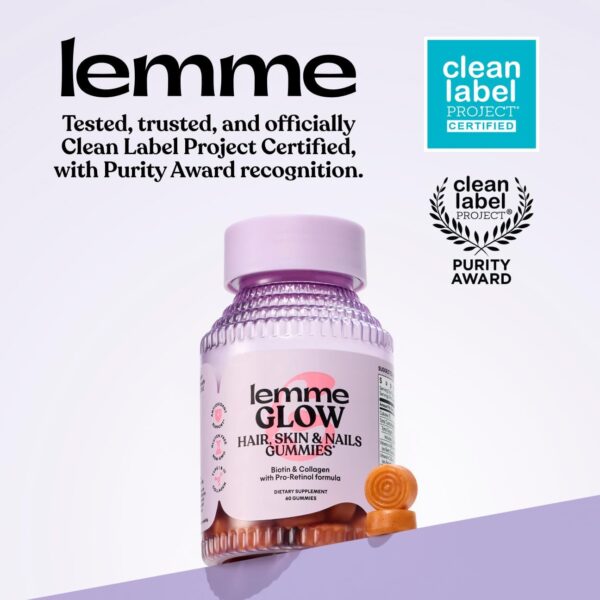 614CXu142L._AC_SL1296_.jpg Lemme Glow Collagen Gummies for Thick Hair, Strong Nails & Healthy Skin with Multi-Collagen Peptides, Biotin, Trace Minerals, Zinc, Vitamins A, C & E, Dairy & Gluten Free, Peach Flavor, 60 ct.