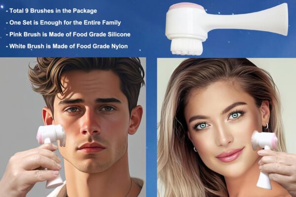 614ENds48AL._SL1500_.jpg 9-in-1 Face Scrubber Face Cleaning Brushes Super Soft Silicone Cleanser Brush and Facial Cleansing Massager Brush Face Cleansing Brush Set