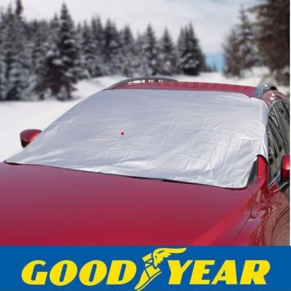 614TgdFnUcL._AC_SL1000_.jpg Goodyear Magnetic Car Windscreen Cover – Protects Against Snow, Frost, and Ice, 4 Powerful Magnets, Double Side Flaps, Silver, 150 x 120 cm