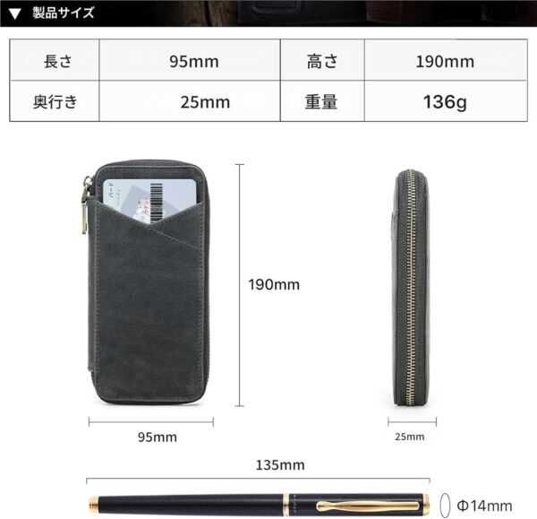 614cz4q-CCL._AC_SL1500_.jpg CONTACTS Genuine Leather Pen Case Handmade Vintage Pen Holder Zip Pouch for Men/Women Travel Elegant Office Desk Accessories Pencil Organizer Box Grey