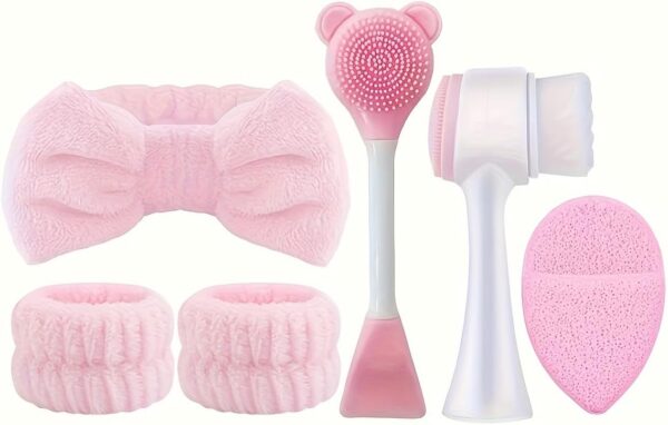 6-Piece Facial Care Tool Set, Deep Cleansing SPA Mask Brushes & Exfoliating Tools with Velvet Headband, Portable Skincare Kit for Women - Perfect Mother's Day Gift