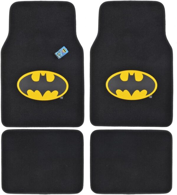 615H9Cy7WL._AC_SL1000_.jpg BDK WBMT-1301 Batman Carpet Car Floor Mats Black & Yellow Logo - 4 Pieces, Rubber Backing, Front & Rear Full Set