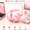 Wentronic Y05 Bluetooth Over-Ear Headphones with Active Noise Cancelling, Hi-Res Audio, 48H Playtime, Built-in Mic, Wired/Wireless, Works with iOS, Android & PC, Pink