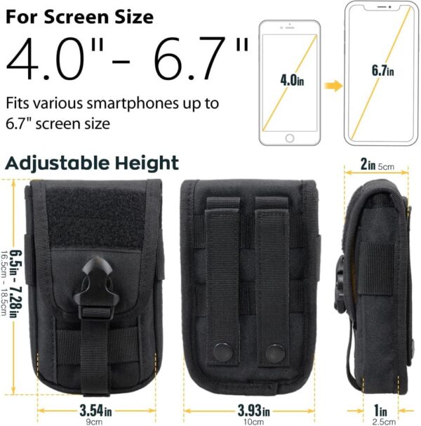 WYNEX Tactical Phone Pouch Molle,Smartphone Holster Bag EDC Utility Cellphone Lock Card Holder Organizer Fit for Waist Belt Case Include Tactical Gear Clip and U.S.A Patch
