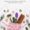 5PCS Face Roller & Gua Sha Facial Tools, Face Massage for Wrinkle Reduction & Puffiness Relief, Includes Silicone Scrubber, Headband & Travel Pouch, Jawline Sculpting and Pore Cleansing Set