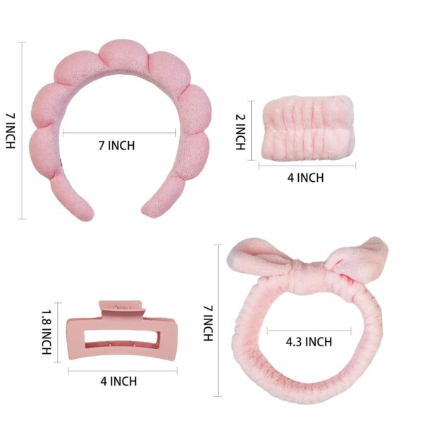 7 Pcs Spa Set, Facial Headband and Wristband Set, Skincare Accessories, College Style Girl Idea Gifts, Hair Accessories for Women and Girls (Pink)