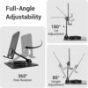 61BSSmGjC5L._AC_SL1500_.jpg Euqvunn Stable Base Phone Stand - Height Adjustable, 360° Free Rotation Holder for All Mobile Phones & Tablets, black