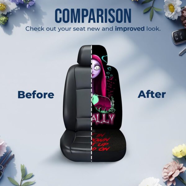 GENANY Horror Nightmare Skellington Couple 2 Front Car Seat Covers, Black/White Polyester, Universal Fit, Automotive Seat Covers, Compatible with Car, Truck, SUV