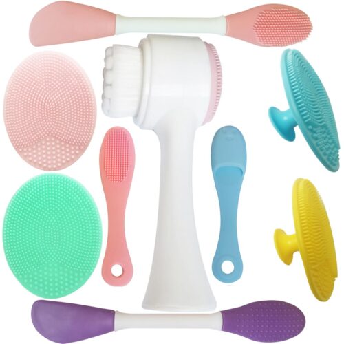 61GczKt1dVL._SL1200_.jpg 9-in-1 Face Scrubber Face Cleaning Brushes Super Soft Silicone Cleanser Brush and Facial Cleansing Massager Brush Face Cleansing Brush Set