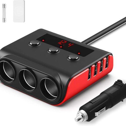 SONRU 120W Fast Car Charger Adapter, Cigarette Lighter Usb Charger,12/24V Multi Sockets Cigarette Lighter Adapter & Splitter, Double Plug Port in Car Charger For iPhone/Samsung & All Car Devices