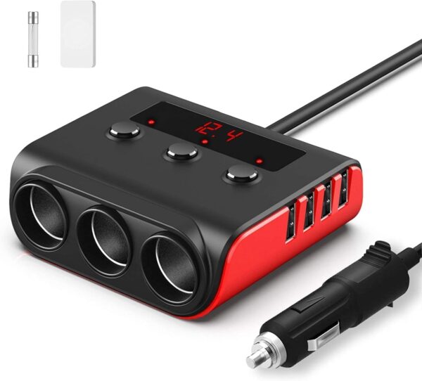 61Hbrxa9hzL._AC_SL1500_.jpg SONRU 120W Fast Car Charger Adapter, Cigarette Lighter Usb Charger,12/24V Multi Sockets Cigarette Lighter Adapter & Splitter, Double Plug Port in Car Charger For iPhone/Samsung & All Car Devices