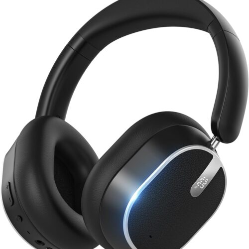 61HmhAnkfoL._AC_SL1404_.jpg Hybrid Active Noise Cancelling Bluetooth Headphones, Over Ear Wireless Headphones with 120H Playtime, Hi-Res Audio, Deep Bass, Memory Foam Ear Cups for Home Office Travel