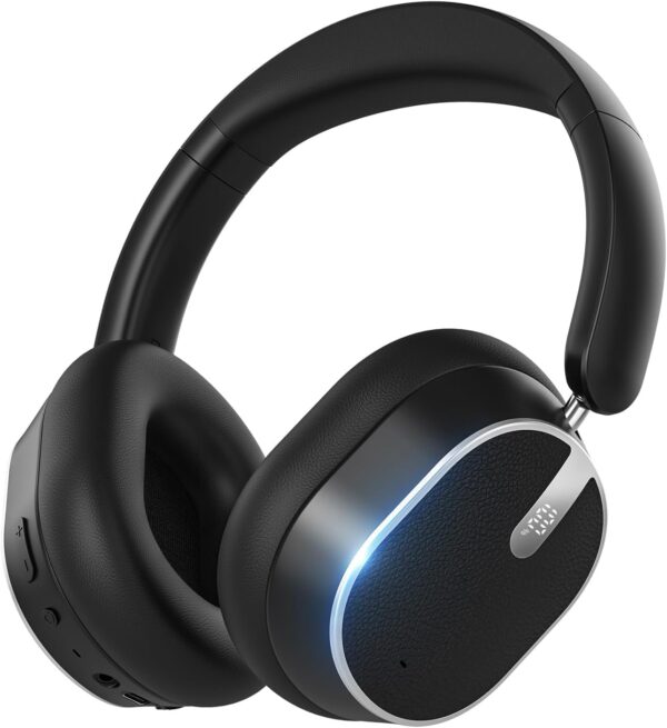 61HmhAnkfoL._AC_SL1404_.jpg Hybrid Active Noise Cancelling Bluetooth Headphones, Over Ear Wireless Headphones with 120H Playtime, Hi-Res Audio, Deep Bass, Memory Foam Ear Cups for Home Office Travel