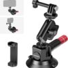 61Ivzyj421L._AC_SL1500_.jpg NEEWER 3" Suction Cup Camera Mount Bracket with Ball Head Magic Arm, 1/4" ARRI Holes, Quick Release Car Mount with Holder & Action Cam Adapter Compatible with DJI Insta360, CA104
