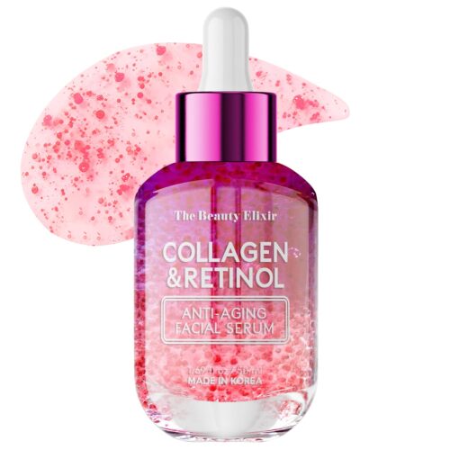 61J1EzTSgQL._SL1500_.jpg The Beauty Elixir Collagen & Retinol Serum For Face - Ultra Hydrating, Restores, Smooths & Reduces Wrinkles - Dermatologist Tested, Natural Ingredients, Clean Beauty - Korean Skin Care - 1.69 Fl. Oz