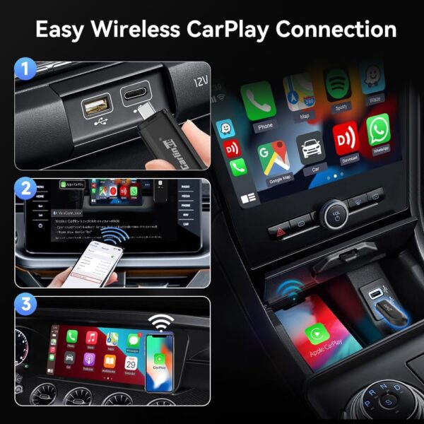 61J9HCDUyL._AC_SL1000_.jpg Carlinkit Wireless CarPlay adapter uk,For cars with built-in Car Play,For VW Audi Volvo Renault Opel Citroen Toyota Peugeot KIA Hyundai(Model year:2016 to 2025),Support IOS11+ and online upgrade