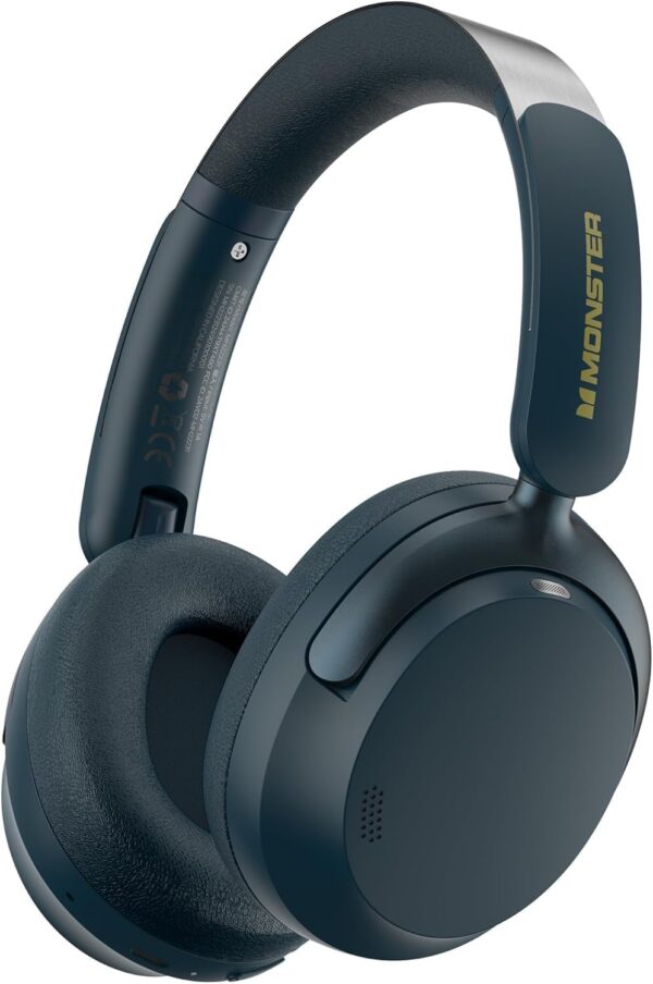 Monster Persona 3rd ANC Bluetooth Headphones, Over Ear Headphones with Bluetooth 5.4, 70 Hours Playtime, Noise Cancelling Headphone with Mic, Foldable Lightweight Headset, Comfort Fit, Blue