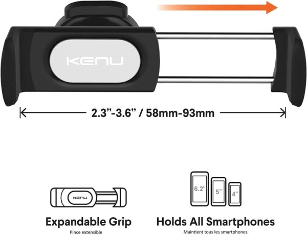 61Kkp2PglcL._AC_SL1500_.jpg Kenu Airframe Pro, Car Holder for Smartphones, (360 Degree Pivot), (Expandable Secure Grip), Air Vent Mobile Phone Cradle - Black