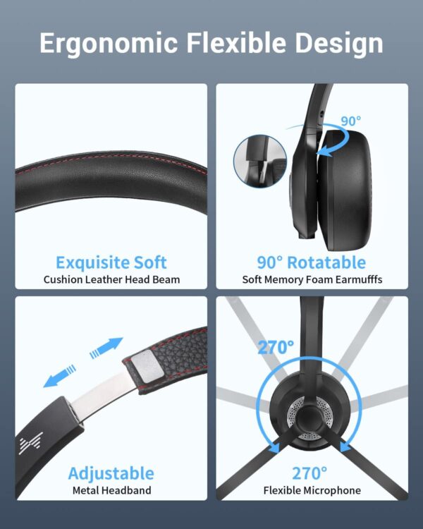 61LrifEU9bL._AC_SL1500_.jpg JIAMQISHI Wireless Headset with Mic for Work, Bluetooth V5.2 Headphones with AI Noise Cancelling Microphone, USB Dongle, Clear Calls & Mic Mute, for Laptop, PC, iPhone & Android Phones