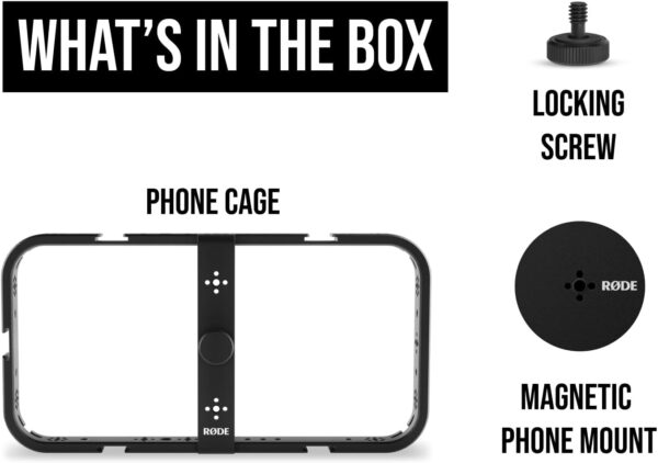 61LywFuapEL._AC_SL1500_.jpg RODE Phone Cage Magnetic Mobile Filmmaking Cage, For Smartphone Content Creation, Five Cold Shoe Mounts, Cable Management Slots, High-Grade Aluminium