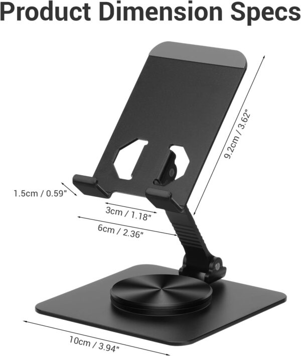 61M1uCt-RbL._AC_SL1500_.jpg Euqvunn Stable Base Phone Stand - Height Adjustable, 360° Free Rotation Holder for All Mobile Phones & Tablets, black