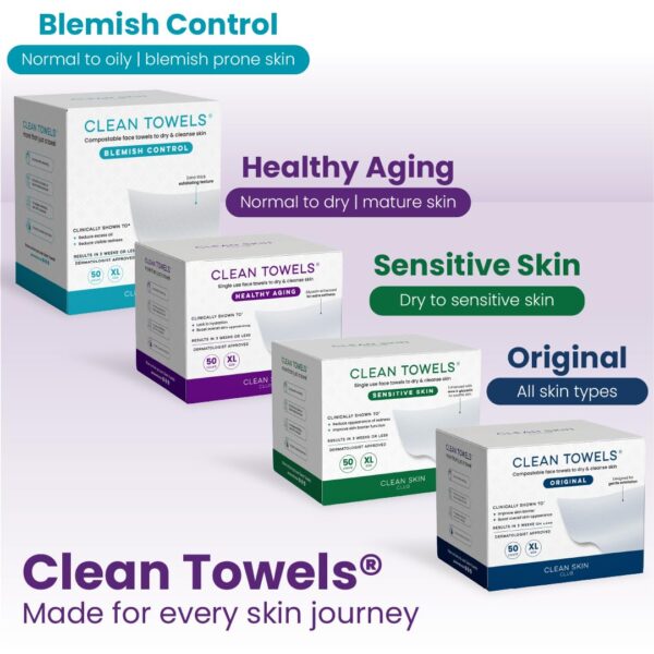 61MbWpRa2fL._SL1081_.jpg Reduces Fine Lines and Wrinkles in 6 weeks or Less, CLEAN SKIN CLUB Healthy Aging Clean Towels® XL, Disposable Face Towels, XL - 1 Pack (50 count)
