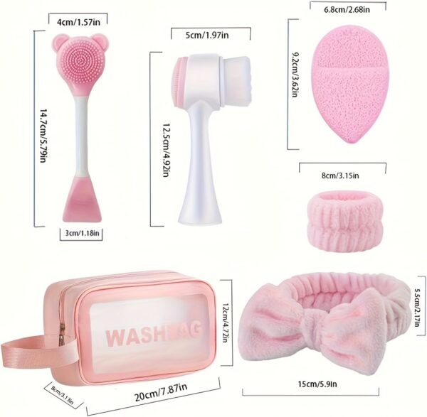 6-Piece Facial Care Tool Set, Deep Cleansing SPA Mask Brushes & Exfoliating Tools with Velvet Headband, Portable Skincare Kit for Women - Perfect Mother's Day Gift