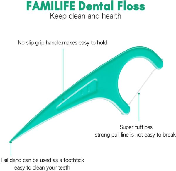 61NKq3T5xUL._AC_SL1500_.jpg FAMILIFE Floss Picks, 240 Count Mint Dental Floss Cleaner, Tooth Picks Flossers with 4 Travel Handy Cases, Helps to Fight Tooth Decay and Keep Your Teeth Clean, Flossing Sticks for Family