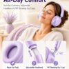 Wentronic Y05 Bluetooth Over-Ear Headphones with Active Noise Cancelling, Hi-Res Audio, 48H Playtime, Built-in Mic, Wired/Wireless, Works with iOS, Android & PC, Purple