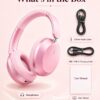 Wentronic Y05 Bluetooth Over-Ear Headphones with Active Noise Cancelling, Hi-Res Audio, 48H Playtime, Built-in Mic, Wired/Wireless, Works with iOS, Android & PC, Pink