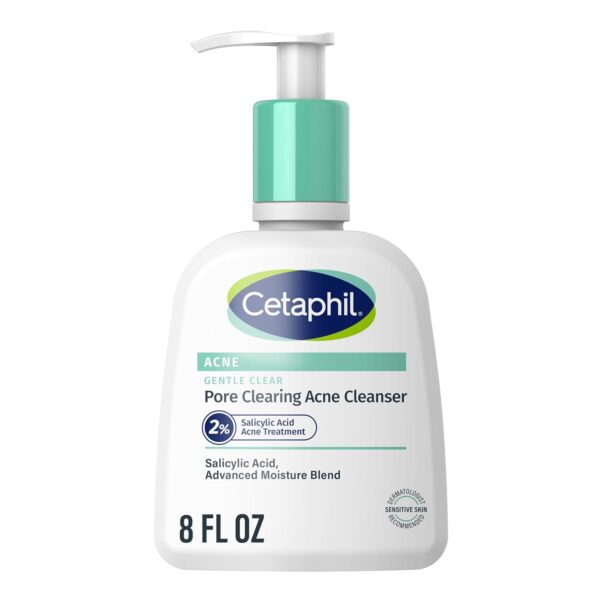 61QrTlW3q5L._SL1500_.jpg Cetaphil Gentle Clear Pore Clearing Acne Cleanser, Foaming Gel Cleanser for Sensitive, Acne-Prone Skin, 8 Fl Oz Pump Bottle, 2% Salicylic Acid, Gently Exfoliates, Dermatologist Recommended Brand