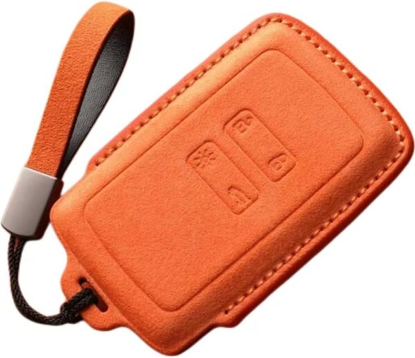 61RCsFMAEsL._AC_SL1024_.jpg Car Key Cover for Renault 5 E-Tech 2024, Leather Folding Key Fob Cover Shell with Keychain Remote Control Flip Key Fob Replacement Car Accessories,1-Orange-A