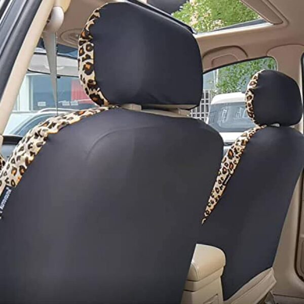 61T15cHoQ3L._AC_SL1500_.jpg Audel Zebra Car Seat Cover Set with 2 Seat Belt Pads & Universal 15 Inch Steering Wheel Cover Fit for Car, Truck, SUV, or Van (Leopard)