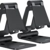 Nulaxy 2 Packs Folding Phone Stand for Desk, Fully Adjustable Mobile Phone Holder Desktop Compatible with iPhone 17 16 15 14 13 12 11 Xs Xr X 8, HUAWEI, Samsung, All Smartphones, Black & Black