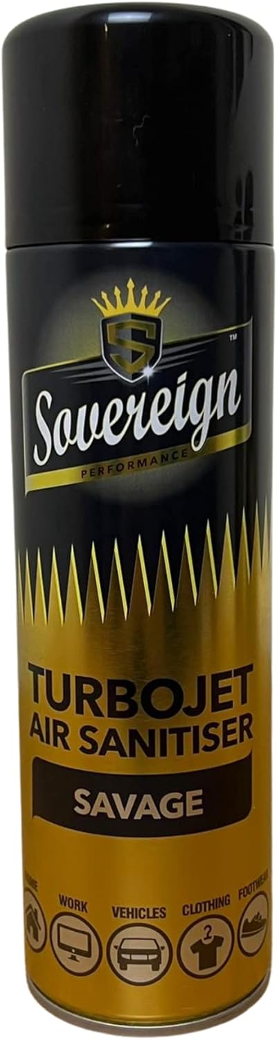 61UOs8W9TbL._AC_SL1500_.jpg 3 x Sovereign Designer Fragrances Savage Greed RADA Car Home Office Gym Turbojet Air Sanitiser Freshener Blast Spray Cans 500ml Bundle