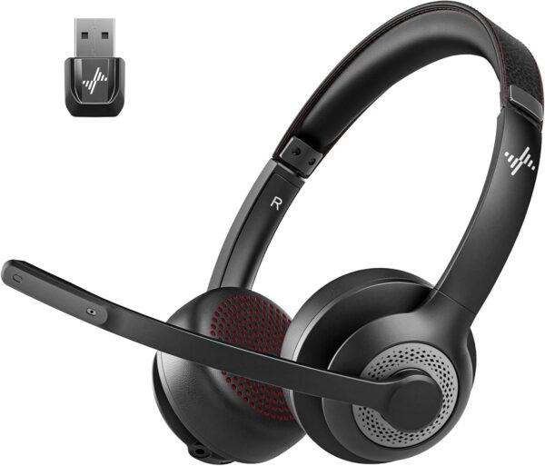 61WFcX3PO6L._AC_SL1500_.jpg JIAMQISHI Wireless Headset with Mic for Work, Bluetooth V5.2 Headphones with AI Noise Cancelling Microphone, USB Dongle, Clear Calls & Mic Mute, for Laptop, PC, iPhone & Android Phones
