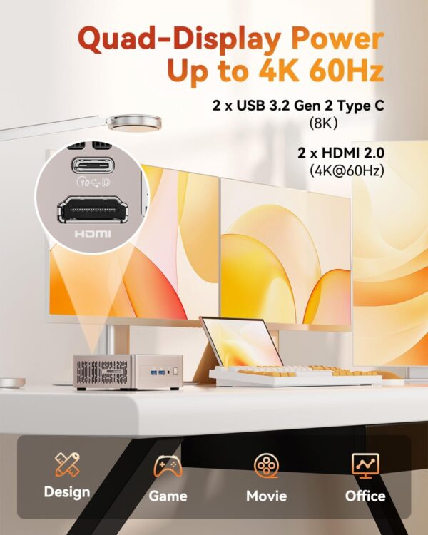 61Y0J7Uj4CL._AC_SL1500_.jpg GEEKOM A5 Mini PC Business Idea Home Server/Light Gaming, AMD Ryzen 7430U, 16GB RAM(Expandable to 64GB), 512GB NVMe SSD, Windows 11 Pro Desktop Computer, Supports Quad Display/4K Video Streaming