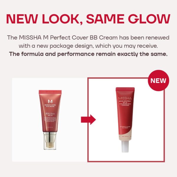 MISSHA M Perfect Cover BB Cream No.21 Light Beige - Light with Cool Undertone SPF 42 PA +++1.69 Fl Oz - Tinted Moisturizer for face with SPF