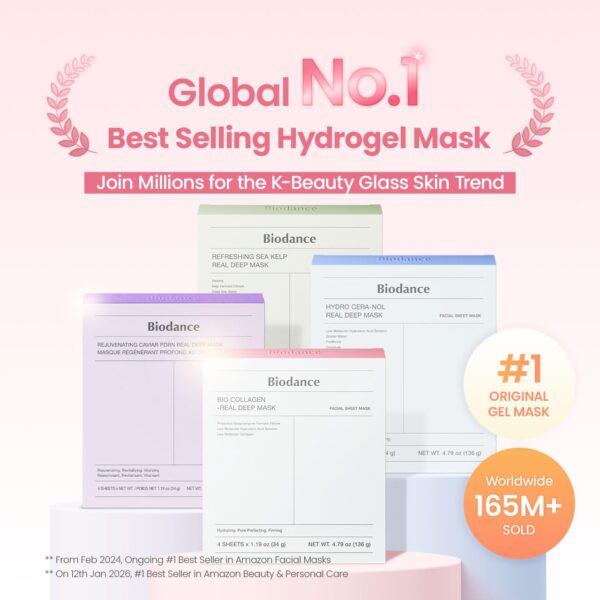 61YEopUmlqL._SL1280_.jpg BIODANCE Bio-Collagen Real Deep Mask, Hydrating Overnight Hydrogel Face Mask, Pore Minimizing, Elasticity, Plumping, Travel Essentials & Self Care Gifts for Women, Korean Skin Care | 1.19oz(34g) x 4ea