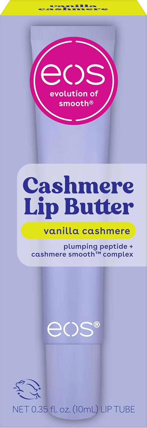 61Ye4Q4Qh8L._SL1500_.jpg eos Vanilla Lip Butter - Plumping Peptides, Smoothing Formula, Shea Butter, Lip Mask, Lip Moisturizer, Soft Lips, 0.35 fl oz