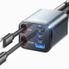 SUPERONE Retractable Car Charger, [Ultra-Compact] 6-Port Car Charger USB C, Phone Car Chargers Fast Charging with USB C & Apple Cable, Car Accessories Phone Chargers for 17/16/15/14/13/12 Series